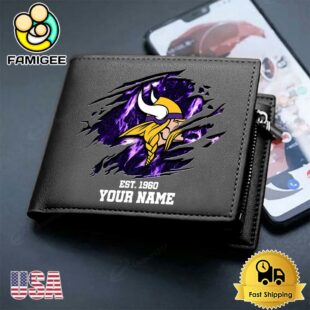 Custom Minnesota Vikings Team Logo Men's Leather Wallet
