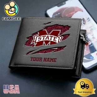 Custom Mississippi State Bulldogs Team Logo Men's Leather Wallet