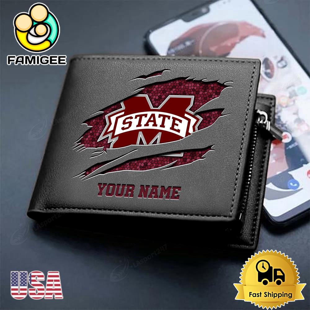 NCAA Mississippi State Bulldogs Team Logo New Design 2025 Custom Men's Leather Wallet NCAA Mississippi State Bulldogs Team Logo New Design 2025 Custom Men's Leather Wallet