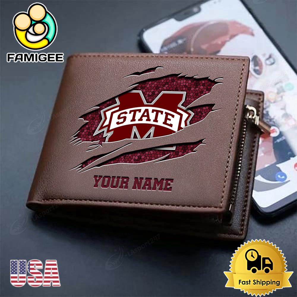 NCAA Mississippi State Bulldogs Team Logo New Design 2025 Custom Men's Leather Wallet NCAA Mississippi State Bulldogs Team Logo New Design 2025 Custom Men's Leather Wallet