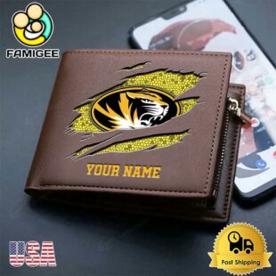 Custom Missouri Tigers Team Logo Men's Leather Wallet