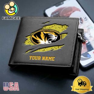 Custom Missouri Tigers Team Logo Men's Leather Wallet