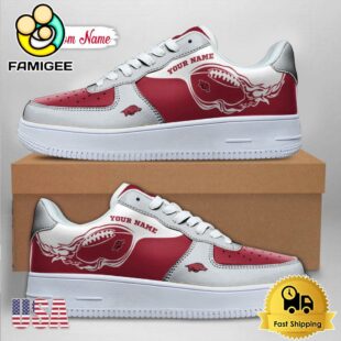 Custom NCAA Arkansas Razorbacks Air Force 1 Shoes With New Team Logo