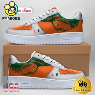 Custom NCAA Miami Hurricanes Air Force 1 Shoes With New Team Logo