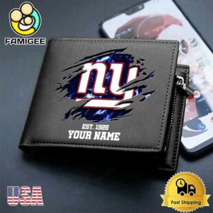 Custom New York Giants Team Logo Men's Leather Wallet