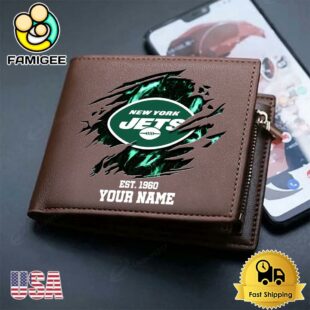 Custom New York Jets Team Logo Men's Leather Wallet