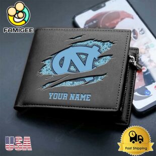 Custom North Carolina Tar Heels Team Logo Men's Leather Wallet