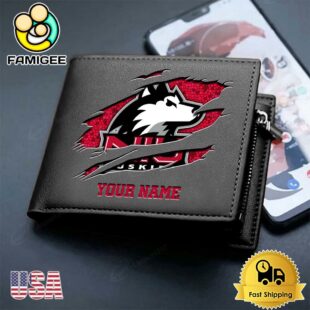Custom Northern Illinois Huskies Team Logo Men's Leather Wallet