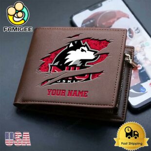 Custom Northern Illinois Huskies Team Logo Men's Leather Wallet