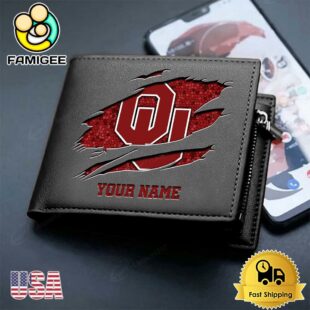 Custom Oklahoma Sooners Team Logo Men's Leather Wallet