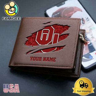 Custom Oklahoma Sooners Team Logo Men's Leather Wallet