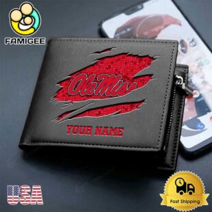 Custom Ole Miss Rebels Team Logo Men's Leather Wallet