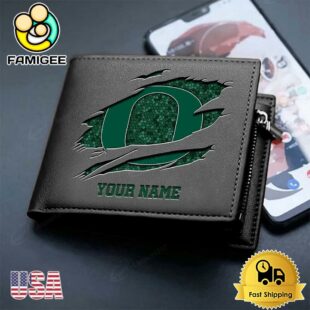 Custom Oregon Ducks Team Logo Men's Leather Wallet