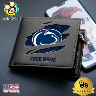 Custom Penn State Nittany Lions Team Logo Men's Leather Wallet