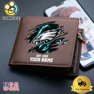 Custom Philadelphia Eagles Team Logo Men's Leather Wallet