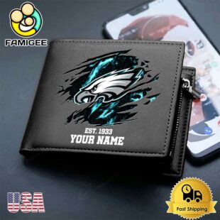 Custom Philadelphia Eagles Team Logo Men's Leather Wallet
