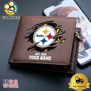 Custom Pittsburgh Steelers Team Logo Men's Leather Wallet