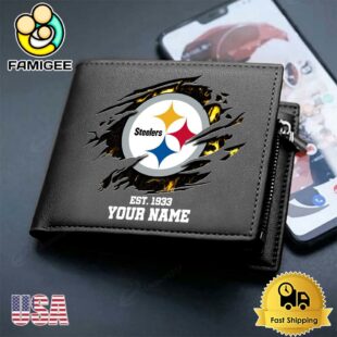 Custom Pittsburgh Steelers Team Logo Men's Leather Wallet