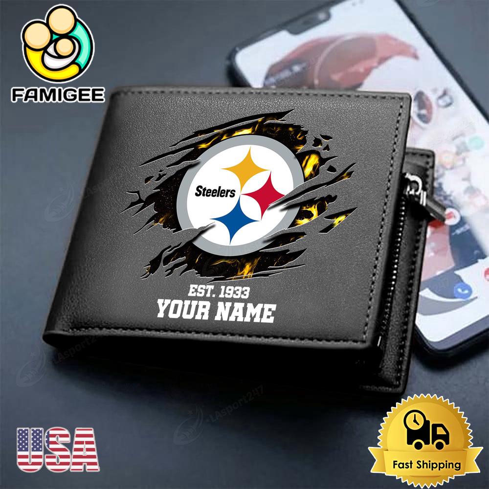 NFL Pittsburgh Steelers Team Logo New Design 2025 Custom Men's Leather Wallet NFL Pittsburgh Steelers Team Logo New Design 2025 Custom Men's Leather Wallet