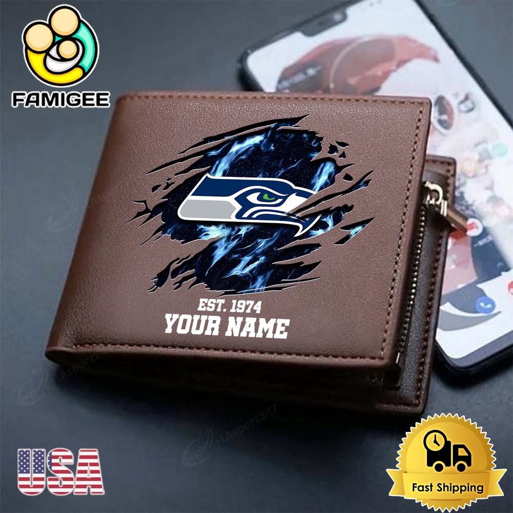 NFL Seattle Seahawks Team Logo New Design 2025 Custom Men's Leather Wallet NFL Seattle Seahawks Team Logo New Design 2025 Custom Men's Leather Wallet