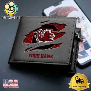 Custom South Carolina Gamecocks Team Logo Men's Leather Wallet