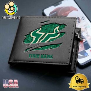 Custom South Florida Bulls Team Logo Men's Leather Wallet
