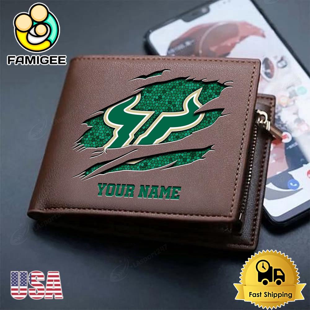 NCAA South Florida Bulls Team Logo New Design 2025 Custom Men's Leather Wallet NCAA South Florida Bulls Team Logo New Design 2025 Custom Men's Leather Wallet