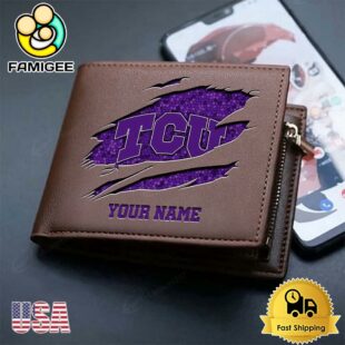 Custom TCU Horned Frogs Team Logo Men's Leather Wallet