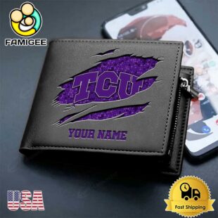 Custom TCU Horned Frogs Team Logo Men's Leather Wallet
