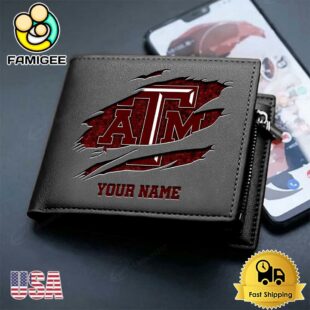 Custom Texas A&ampM Aggies Team Logo Men's Leather Wallet