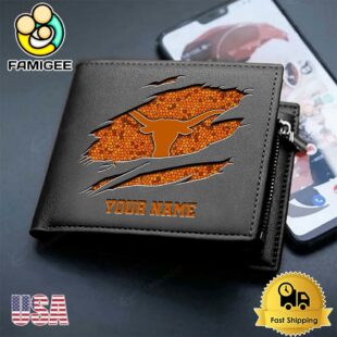 Custom Texas Longhorns Team Logo Men's Leather Wallet