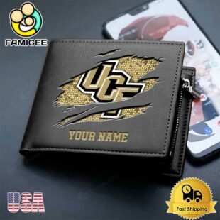 Custom UCF Knights Team Logo Men's Leather Wallet