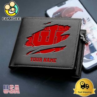 Custom Utah Utes Team Logo Men's Leather Wallet