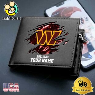 Custom Washington Commanders Team Logo Men's Leather Wallet