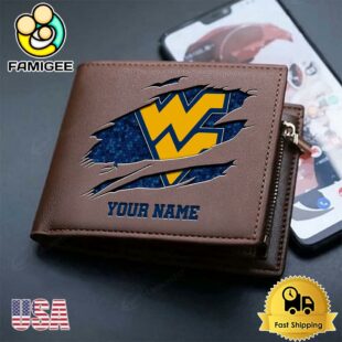 Custom West Virginia Mountaineers Team Logo Men's Leather Wallet