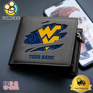 Custom West Virginia Mountaineers Team Logo Men's Leather Wallet