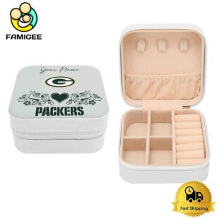 Green Bay Packers Custom Name Heart Pattern Jewelry Box