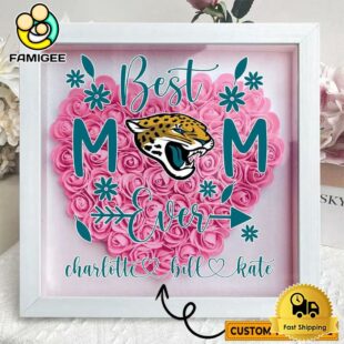 Jacksonville Jaguars Colors Heart Custom Name Flower Shadow Box, Gift For Mother's Day