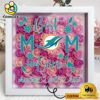 Miami Dolphins Colors Square Custom Name Flower Shadow Box, Gift For Mother's Day