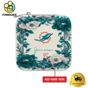 Miami Dolphins Custom Name Flower Frame Pattern Jewelry Box