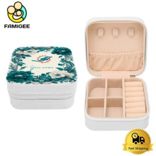 Miami Dolphins Custom Name Flower Frame Pattern Jewelry Box