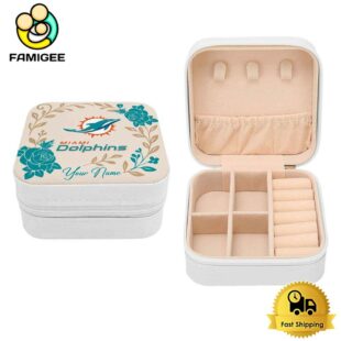 Miami Dolphins Custom Name Flower Gathering Pattern Jewelry Box