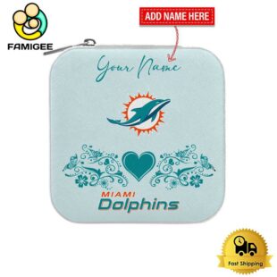 Miami Dolphins Custom Name Heart Pattern Jewelry Box