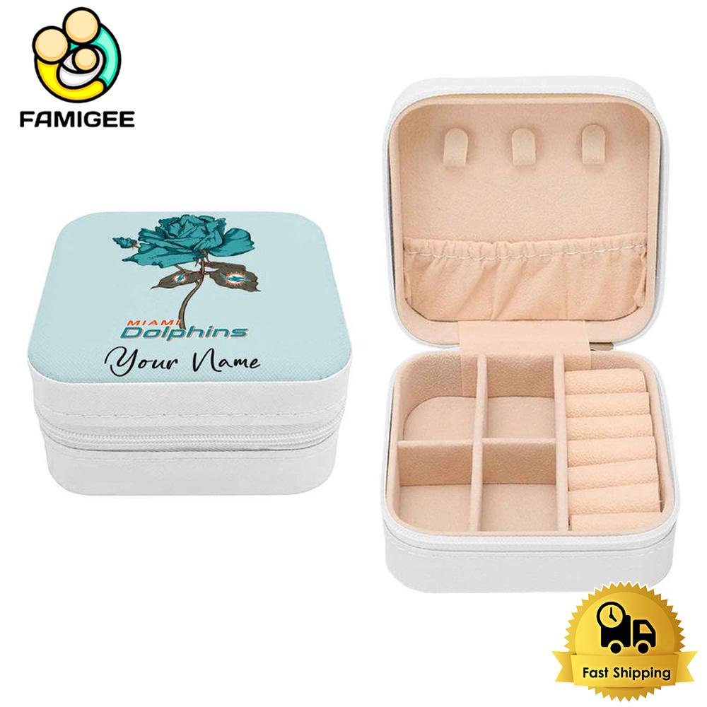 Miami Dolphins Custom Name Rose Jewelry Box , Happy Mothers Day Gift Miami Dolphins Custom Name Rose Jewelry Box , Happy Mothers Day Gift