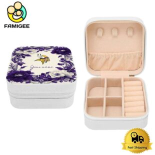 Minnesota Vikings Custom Name Flower Frame Pattern Jewelry Box