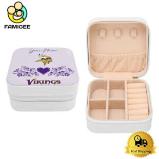 Minnesota Vikings Custom Name Heart Pattern Jewelry Box
