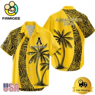 NCAA Appalachian State Mountaineers Palm Tree Logo Custom Hawaiian Shirt