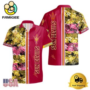 NCAA Arizona State Sun Devils Tropical Floral Design Hawaiian Shirt