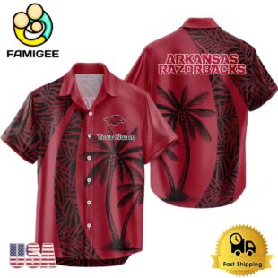 NCAA Arkansas Razorbacks Palm Tree Logo Custom Hawaiian Shirt