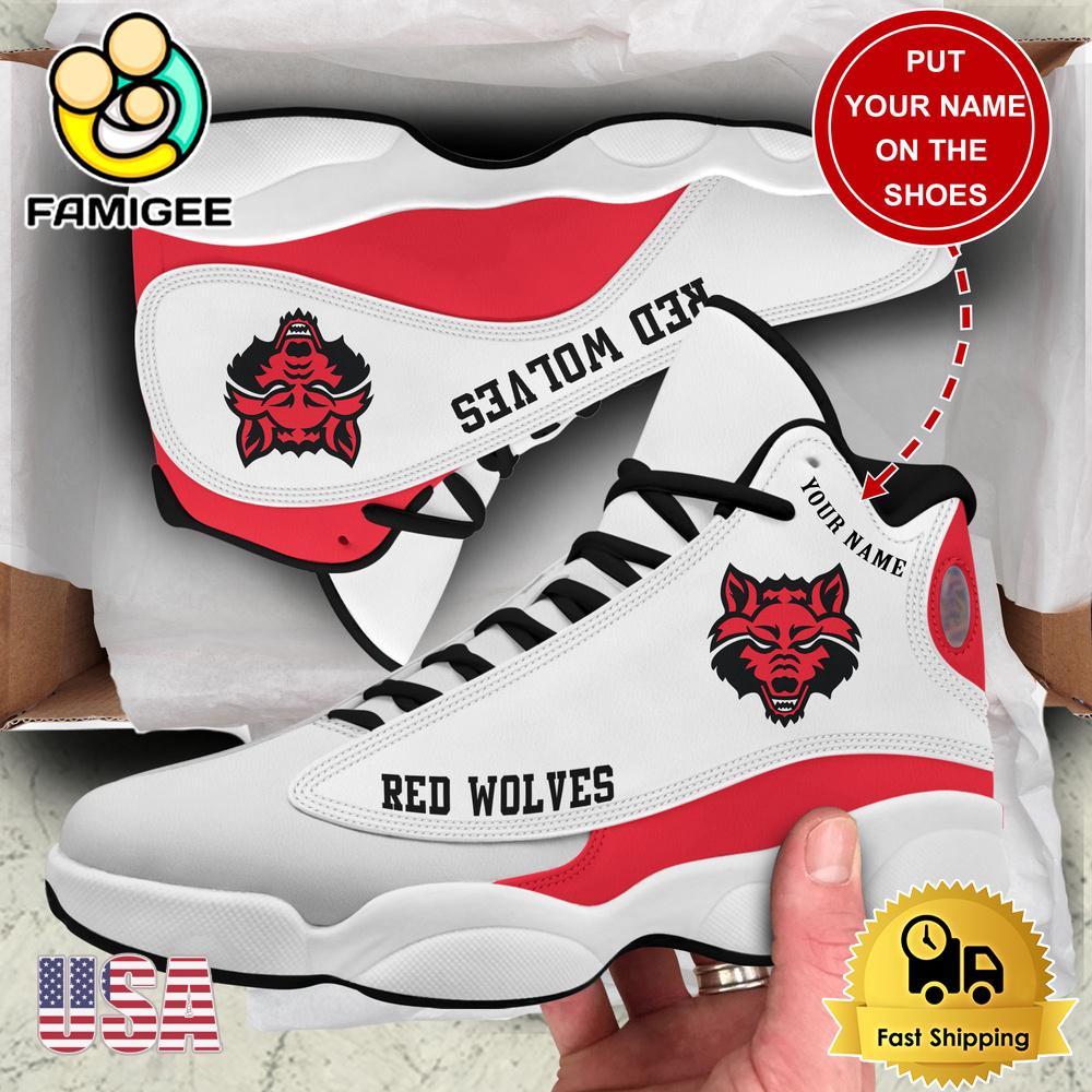 NCAA Arkansas State Red Wolves New Team Logo Custom Air Jordan 13 Shoes NCAA Arkansas State Red Wolves New Team Logo Custom Air Jordan 13 Shoes